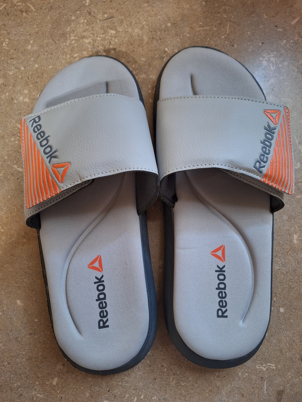 Reebok Gray and Orange Men's Slide Sandals. Like New. Sz 9. $10